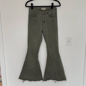 Listicle Olive Green Bell Bottom Jeans - Size S